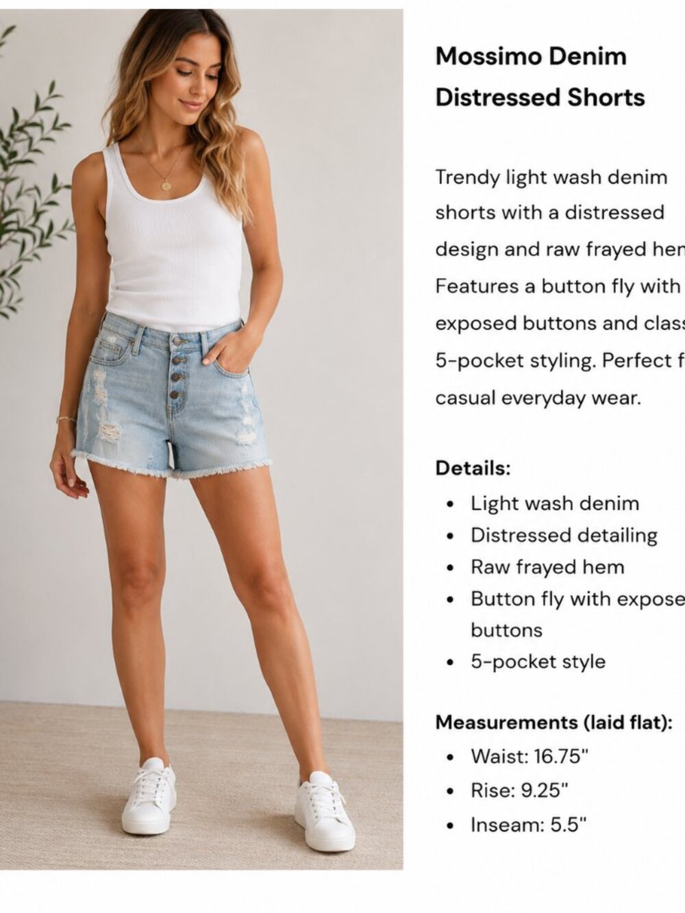 Mossimo Light Wash Distressed Denim Boyfriend Shorts